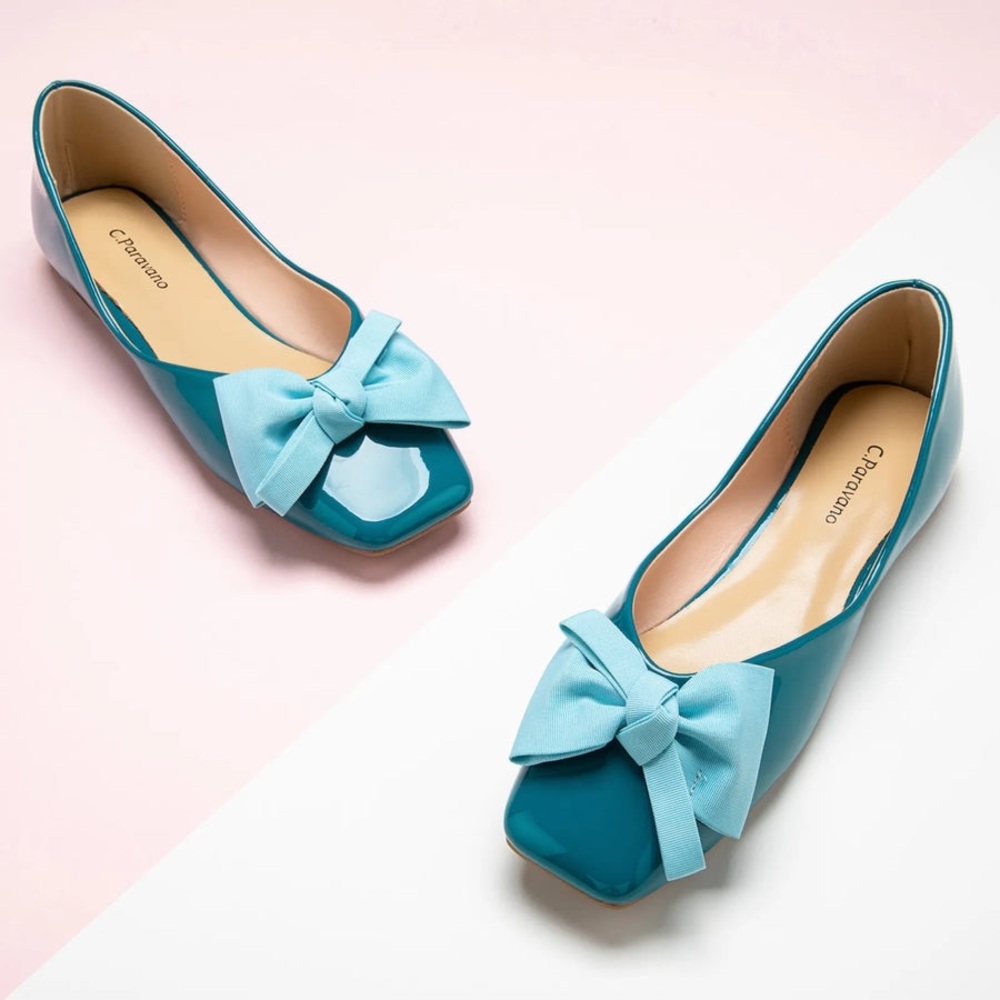 C. Paravano Patent Bow Ballerina Flats (Eva) - Picture 5 of 7